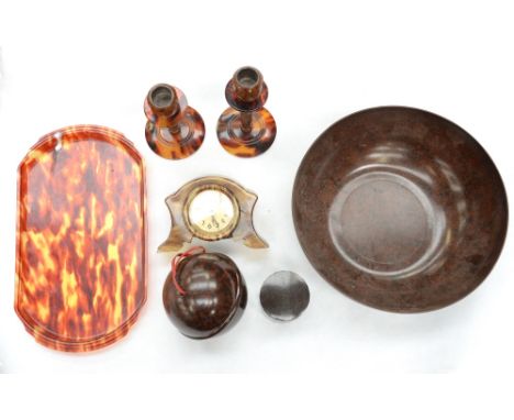 A Bakelite bowl, wool dispenser, clock etc (one box)
