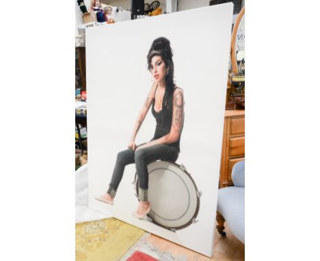 An unframed print on canvas, Amy Winehouse, measuring approx 148 cm by 112 cm  