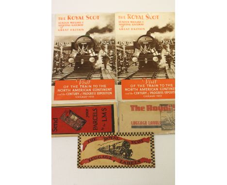 LMS Publicity leaflets, The Royal Scot visit to North America 1933, together with a Royal Scot baggage leaflet book and an LM