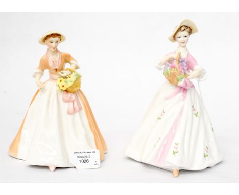 Two Royal Worcester figurines modelled by F Dougherty 'Sarah' and 'Rachael' 