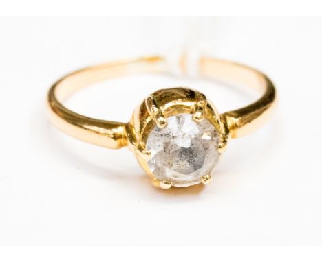 A white sapphire solitaire ring claw set in yellow gold with a total gross weight  approx 3.7gms 