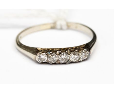 A five stone diamond half eternity ring set in white metal, size N  approx weight 1.7gms