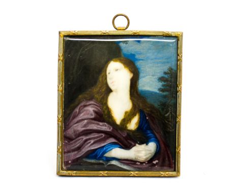 A watercolour on ivory, portrait of a maiden 