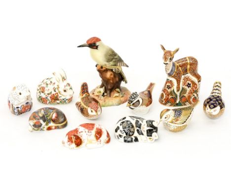 A collection of Royal Crown Derby paperweights to include Fawn, Puppy, Poppy Mouse, Misty, Meadow Rabbit, Catnip Kitten, Cres