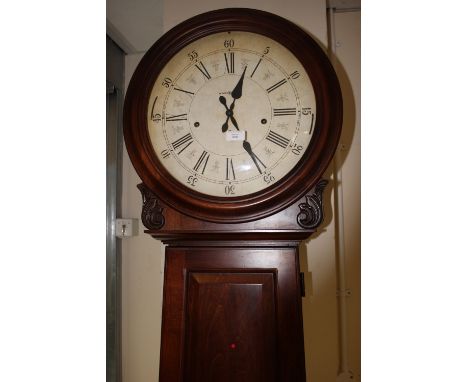 A Howard eight day longcase clock, in the form of a Scottish clock, the white dial with black Roman numerals and three winder