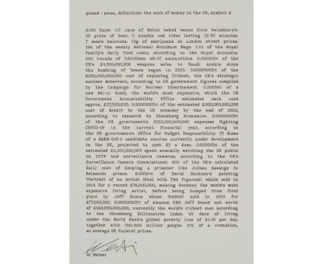 AI WEIWEI (CHINESE 1957-) £ Lithograph on somerset paper, 620/1000, published October 2020, signed in print, accompanied by C