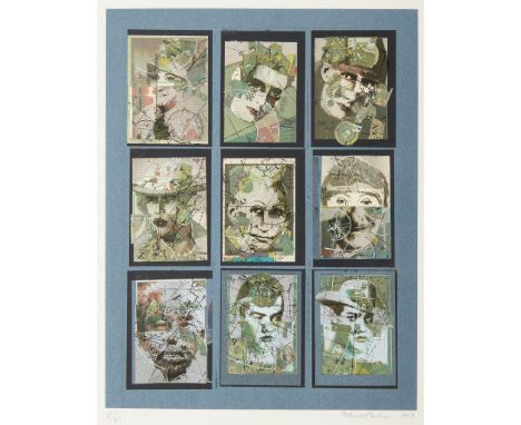 § EDUARDO PAOLOZZI K.B.E., R.A., H.R.S.A. (SCOTTISH 1924-2005) MONOTYPE, NINE HEADS - 1995 Screenprint, 25/40 though each pri