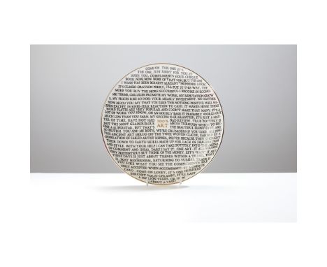 § GRAYSON PERRY C.B.E., R.A. (BRITISH 1960-) '100% ART' PLATE - 2020 Ceramic plate, developed for the Holburne Museum, in col