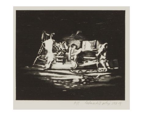 § EDUARDO PAOLOZZI K.B.E., R.A., H.R.S.A. (SCOTTISH 1924-2005) ON THE MOON - 1984 Etching and aquatint, A/P, signed, editione