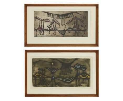 § GEOFFREY CLARKE R.A. (BRITISH 1924-2014) LANDSCAPE: BIRTH OF A FLOWER - 1951 Etching, 6/50, signed, numbered and inscribed 
