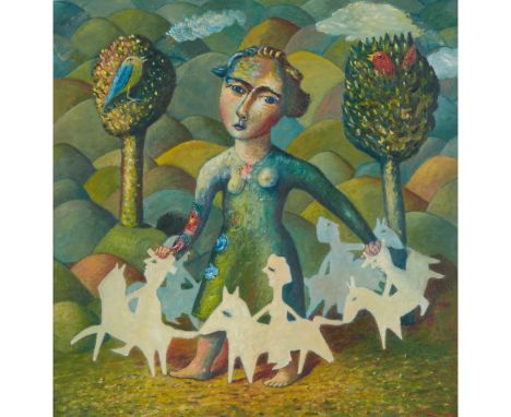 § NEIL MACPHERSON R.S.A., R.S.W, R.G.I. (SCOTTISH b.1954-) SPRING Signed lower right, oil on canvas(54cm x 52cm (21in x 20.5i