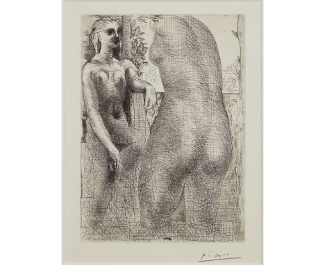 § PABLO PICASSO (SPANISH 1881-1973) MARIE-THÉRÈSE REGARDENT SON CORPS SCULPTÉ from LA SUITE VOLLARD Etching, ed. 250, on Mont