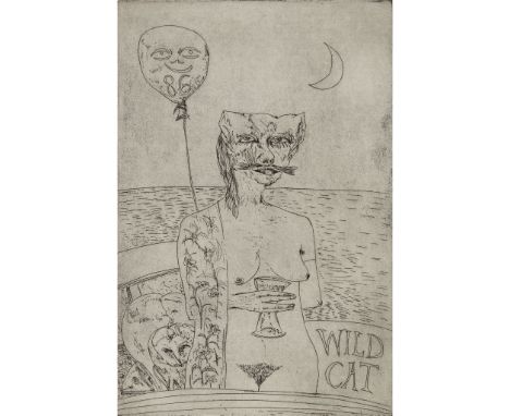 § JOHN BELLANY C.B.E., R.A. (SCOTTISH 1942-2013) WILDCAT (FROM THE 'SCOTTISH BESTIARY' PORTFOLIO) Etching, 34/50, signed and 