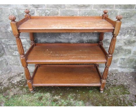 A buffet, having three shelves, with reeded supports, width 41.5ins x height 41.5ins x depth 18.5ins, together with a centre 