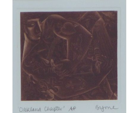 John Byrne RSA (SCOTTISH b. 1940), 'Oakland Chapter', artist proof etching, signed and framed under glass 16 x 16cm 