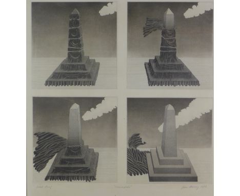 John Mooney (b.1948) 'Monumorphosis' Artist Proof etching, signed in pencil and dated 1978, framed under glass, 50 x 50cm 