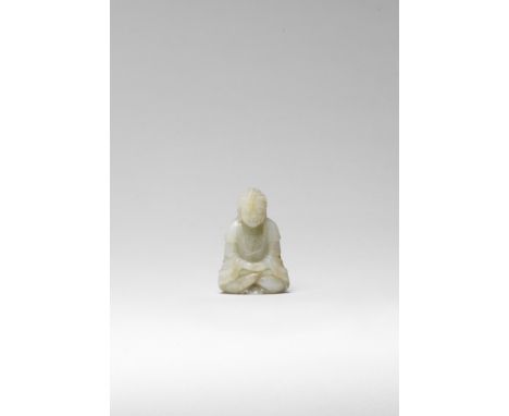 A small pale green jade carving of Buddha17th/18th centuryThe small pebble crisply carved as the Buddha seated in dhyanasana,