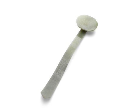 A pale green jade incised 'bajixiang' sceptre, ruyiQianlongElegantly carved and smoothly polished with a long, curving shaft,