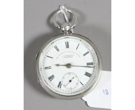 A late Victorian silver cased pocket watch with enamel face and subsidiary dial by J.G.Graves of Sheffield, assayed Chester 1