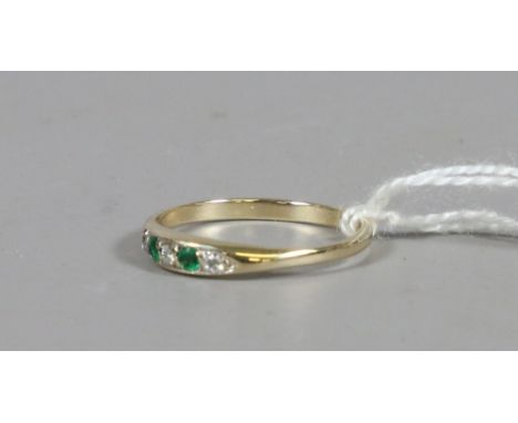 A gold diamond and enamelled five stone ring size L1/2.