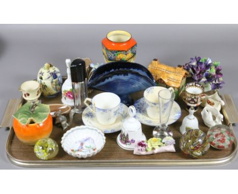 A tray lot of collectable china and glass to include Beswick, Wade and Royal Worcester examples.