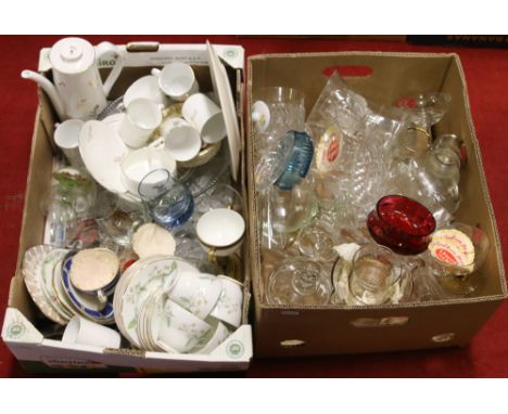 Two boxes of assorted china and glass including Royal Worcester and Royal Doulton, etc.