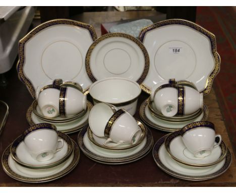 A Diamond China Ltd thirty eight piece tea service decorated with blue and gilt decoration.
