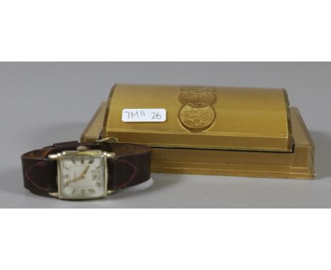 A gentlemens boxed Wittnauer manual wristwatch circa 1950 in 10 carat rolled gold case and with subsidiary dial.