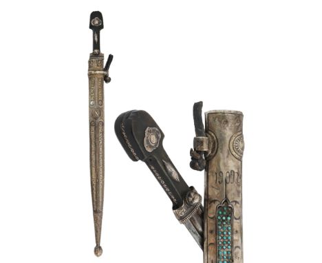 The Caucasus, ca. 19th century AD. With a pointy blade with three grooves, the silver-mounted filigree-decorated scabbard is 