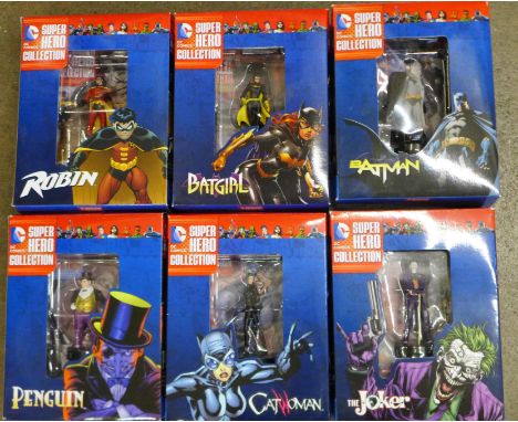 Six Super Hero collection Batman figures, boxed, by Eaglemoss 