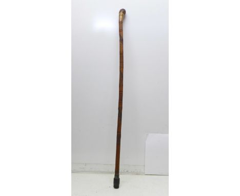 A bamboo walking stick with Japanese carvings, Geisha girls, 89cm 