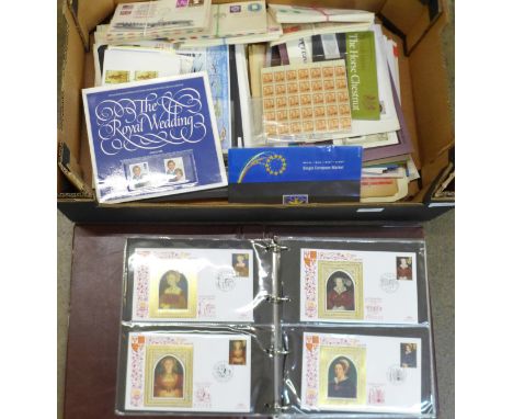 A collection of stamp first day covers and other stamps, American, military, Benhams, etc. 