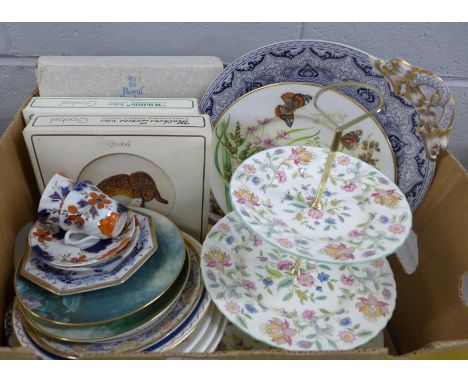 Decorative china including a Minton Haddon Hall three tier cake stand and two Goebel Collector's plates **PLEASE NOTE THIS LO
