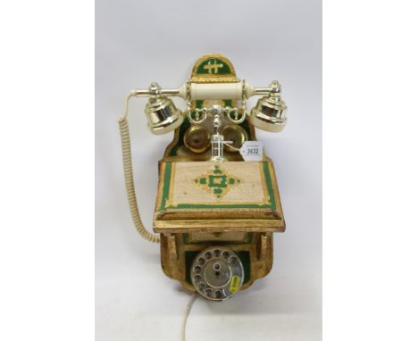 Italian vintage style wall with mounted telephone and one other, free standing, with an Onyx body. (2)