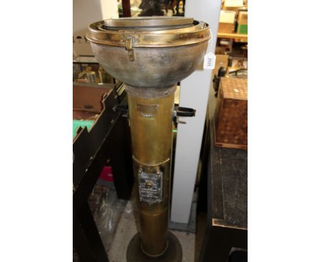 Second World War Naval wing repeater gyro compass with original grey paint with gimbal mounted in the top of a brass column s
