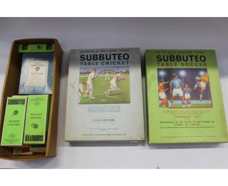 Subbuteo Table Soccer Continental Club edition, boxed, Cricket Club edition, boxed football teams – including Leeds, Spurs, M