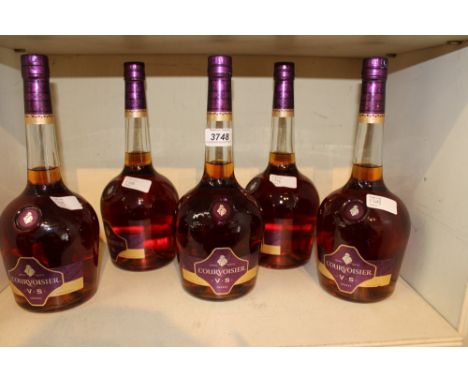 Five 1lt bottles of Courvoisier V.S. cognac (5)