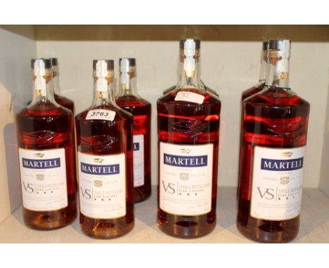 Four 1lt bottles Martell V.S. cognac together with four 70cl bottles Martell cognac. (8)