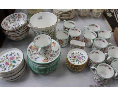 Twelve Minton Haddon Hall coffee cups and saucers and other pieces of Haddon Hall – including dishes, jardinière, bowls, etc 