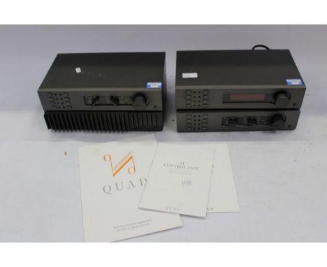 Quad 34 control unit, Quad 306 amplifier and FM 4 tuner with instruction booklets