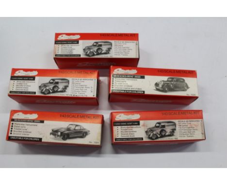 Somerville 1:43 scale metal kit Ford E494C 5cwt van (x 3), plus Mercedes-Benz 260D and Mercedes-Benz 300SL – all boxed and un