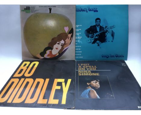 Eight LPs by various artists including The Rolling Stones, Georgie Fame, Bo Diddley and others.