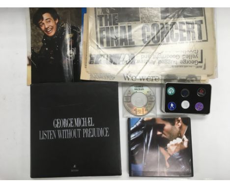 A collection of Wham! and George Michael items comprising The Final tour brochures with ticket, a rare 'Monkey' mini CD, othe