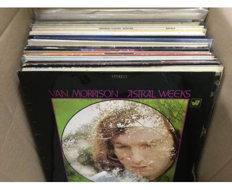 A collection of LPs by various artists including Albert Lee, Santana, Van Morrison Bob Dylan and others.