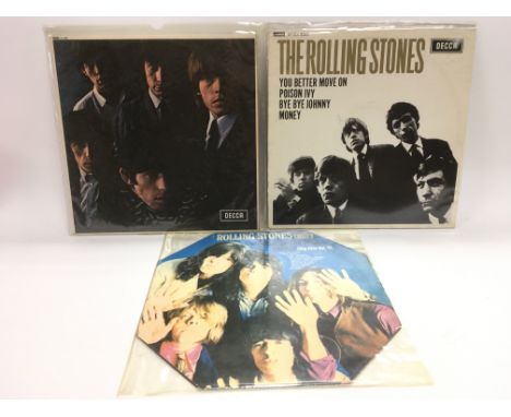 An early pressing of The Rolling Stones 'No 2' album, 'Through The Past, Darkly' and a 12 inch record of their self titled EP