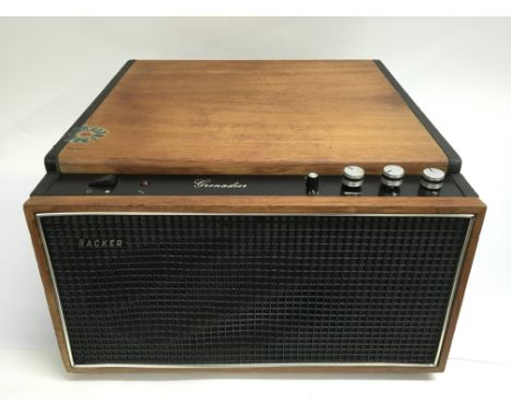 An early 1960s Hacker Grenadier GP45 amp speaker auto changer turntable record player, fully refurbished.