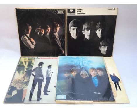 Two record boxes of various rock and pop LPs to include examples by The Beatles, The Rolling Stones, The Spencer Davis Group 