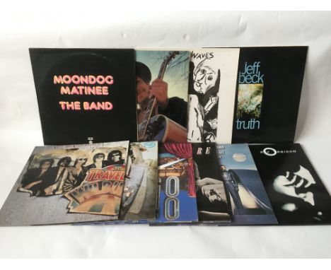 Ten LPs by various artists including Bob Dylan, Ringo Starr, Jeff Beck, The Band and others.