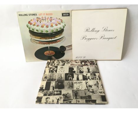 Three Rolling Stones LPs comprising 'Let It Bleed ', 'Beggar's Banquet' and 'Exile On Main Street'.