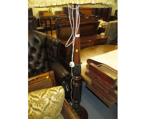 Good quality carved mahogany lamp standard